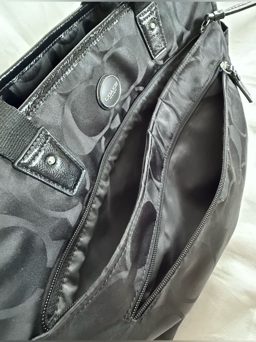 Coach Signature Nylon Multifunction Tote Black Diaper Bag w/Pad Travel Work Bag - Picture 7 of 15